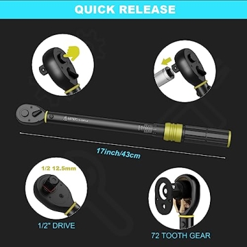 ANPUDS Dual-Direction Torque Wrench 10-170 Ft-Lb Quick Release