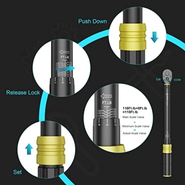 ANPUDS Dual-Direction Torque Wrench 10-170 Ft-Lb Quick Release
