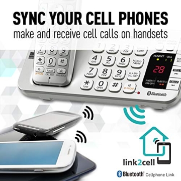 Panasonic Link2Cell Bluetooth Cordless Phone System with 4 Handsets