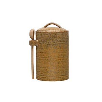 Creative Co-op Mustard Canister & Spoon Set for Kitchen