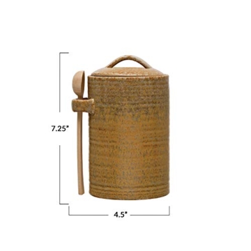 Creative Co-op Mustard Canister & Spoon Set for Kitchen