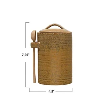 Creative Co-op Mustard Canister & Spoon Set for Kitchen