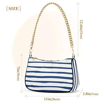 RunningBear Watercolor Stripe Shoulder Bag for Women Small Purse Handbags Shoulder Bags Trendy Purse with Chain Strap for Sister Girlfriend