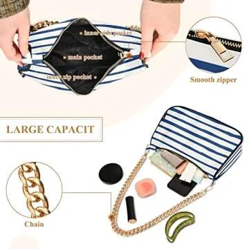 RunningBear Watercolor Stripe Shoulder Bag for Women Small Purse Handbags Shoulder Bags Trendy Purse with Chain Strap for Sister Girlfriend