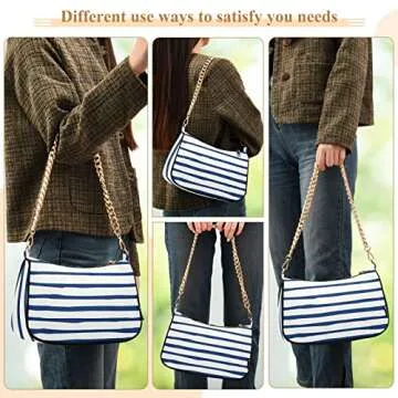 RunningBear Watercolor Stripe Shoulder Bag for Women Small Purse Handbags Shoulder Bags Trendy Purse with Chain Strap for Sister Girlfriend