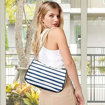 RunningBear Watercolor Stripe Shoulder Bag for Women Small Purse Handbags Shoulder Bags Trendy Purse with Chain Strap for Sister Girlfriend