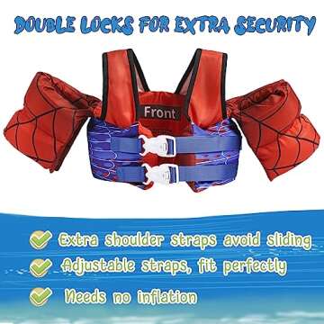 Toddler Floaties Kids Swim Vest for 22-66 Pounds Boys & Girls, Baby Swim Float Vest for Pool with Shoulder Harness Arm Wings, for Kids 2 3 4 5 6 7 Years Old Baby