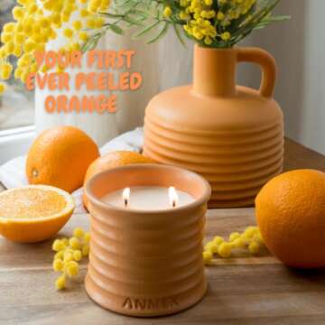 Annex Handmade Ceramic Candles | Orange Blossom – Orange & Mimosa Scented Soy Wax | Non Toxic - 2 ...