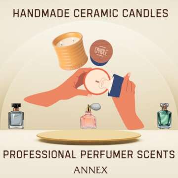 Annex Handmade Ceramic Candles | Orange Blossom – Orange & Mimosa Scented Soy Wax | Non Toxic - 2 Cotton Wick | Large Orange Jar Reusable - Natural Aromatherapy Luxury Candle for Women & Men, Gift