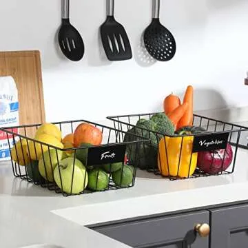 8 Pack Wire Storage Baskets with Removable Tags for Organization
