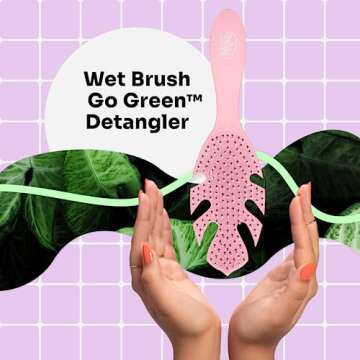 Wet Brush Go Green Hair Detangler Brush, Pink - Detangling Hair Brush - Ultra-Soft IntelliFlex Brist...