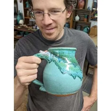 Huge Turquoise Falls Mug 32oz Hand Thrown North Carolina Pottery Mug