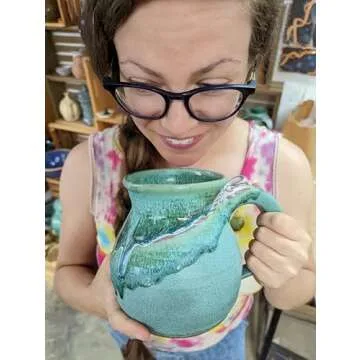 Huge Turquoise Falls Mug 32oz Hand Thrown North Carolina Pottery Mug