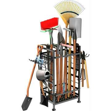 3 Tier Metal Garden Tool Organizer for Garage - Heavy Duty Storage for 78 Tools
