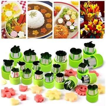 Joyoldelf Cookie Cutters Set, Stainless Steel Fruit and Vegetable Cutter Shapes Cheese Presses Mold with Anti-Slip Protection Handle, for DIY Fun Food & Decoration