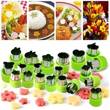 Joyoldelf Cookie Cutters Set, Stainless Steel Fruit and Vegetable Cutter Shapes Cheese Presses Mold with Anti-Slip Protection Handle, for DIY Fun Food & Decoration