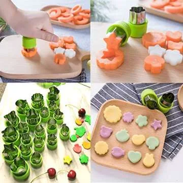 Joyoldelf Cookie Cutters Set, Stainless Steel Fruit and Vegetable Cutter Shapes Cheese Presses Mold with Anti-Slip Protection Handle, for DIY Fun Food & Decoration