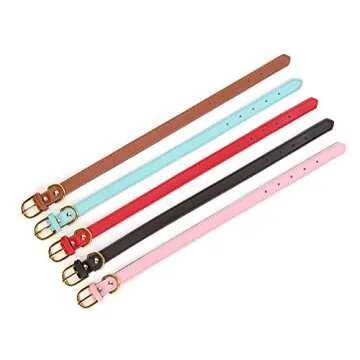 Aolove Basic Classic Padded Leather Pet Collars for Cats Puppy Small Medium Dogs (Pink, Medium)