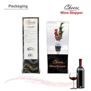 Cheers Rooster Glass Wine Stopper - Elegant Vacuum Seal
