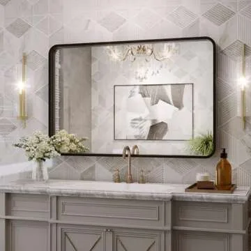 Stylish Black Bathroom Mirror - 24" x 36" Framed