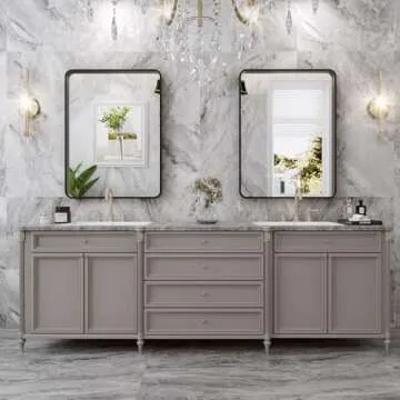 Stylish Black Bathroom Mirror - 24" x 36" Framed