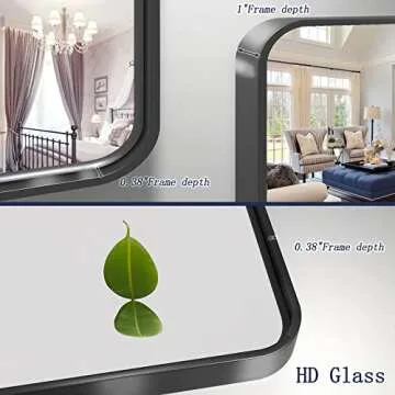 Stylish Black Bathroom Mirror - 24" x 36" Framed