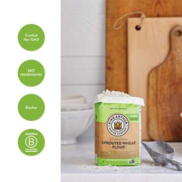 King Arthur, Sprouted Wheat Flour, 100% Whole Grain, Non-GMO Project Verified, Certified Kosher, 2 Pounds