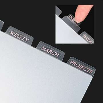 Multibey A5 Binder Dividers with Vertical Tabs and Sticker Labels, 6-Ring A5 Plastic Binder Index Dividers Translucent Set of 5 (1 Set of Vertical Tabs + Tab Stickers)