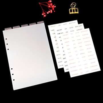 Multibey A5 Binder Dividers with Vertical Tabs and Sticker Labels, 6-Ring A5 Plastic Binder Index Dividers Translucent Set of 5 (1 Set of Vertical Tabs + Tab Stickers)