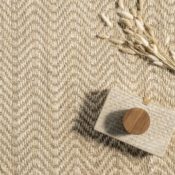 nuLOOM Don Chevron Jute Tasseled Accent Rug, 3' x 5', Off-white, Rectangular, 0.35" Thick