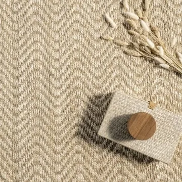 nuLOOM Don Chevron Jute Tasseled Accent Rug, 3' x 5', Off-white, Rectangular, 0.35" Thick