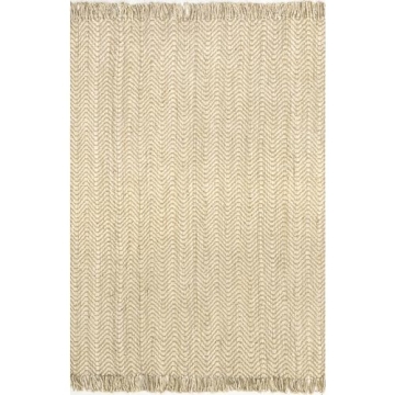 nuLOOM Don Chevron Jute Tasseled Accent Rug, 3' x 5', Off-white, Rectangular, 0.35" Thick