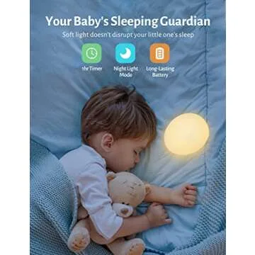 JolyWell Night Light for Kids with Color Changing Mode & Dimming Function, Rechargeable Baby Egg Night Light with 1 Hour Timer&Touch Control, up to 100H, Wood Grain