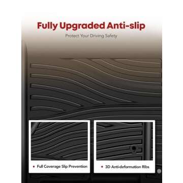 YHTAUTO Automotive Floor Mats Compatible with 2009-2018 Ram 1500/2500/3500 Crew Cab, 2019-2022 Ram 1500 Classic Crew Cab, All Weather Car Mats Custom Fit TPE Liners Front & Back Seat