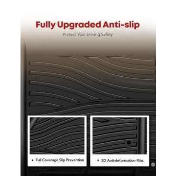 YHTAUTO Automotive Floor Mats Compatible with 2009-2018 Ram 1500/2500/3500 Crew Cab, 2019-2022 Ram 1500 Classic Crew Cab, All Weather Car Mats Custom Fit TPE Liners Front & Back Seat