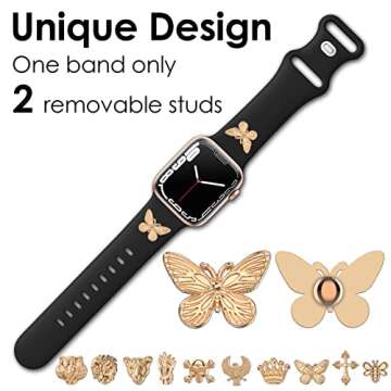 Aopigavi Designer Silicone Watch Bands with Studs Compatible with Apple Watch Band 38mm 44mm 40mm 45...