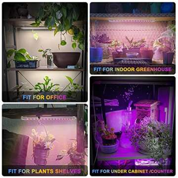 Grow Lights for Indoor Plants Full Spectrum, Grow Light Strips with Auto Timer 3/6/12 H, Plant Lights with Red Blue White LEDs, 3 Lighting Modes,5 Dimmable Levels, 2 Packs,Updated Controller