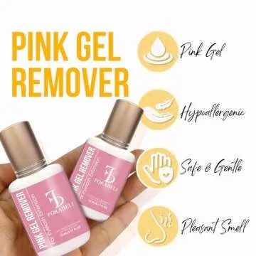Forabeli Pink Gel Lash Remover for Eyelash Extensions, 15ml, Safe and Gentle Formula, Easy to Apply, Versatile and Efficient