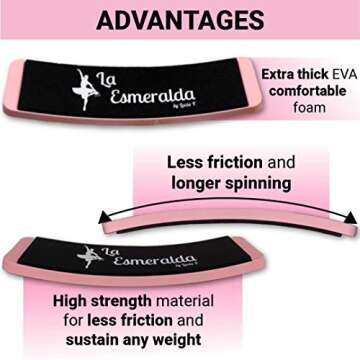 La Esmeralda Ballet Turning Board for Dancers - Figure Skating Ballet Dance Turning Pirouette Board Training Equipment for Dancers, Ice Skaters, Gymnasts and Cheerleaders.(Pink with a Carry Bag)