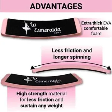 La Esmeralda Ballet Turning Board for Dancers - Figure Skating Ballet Dance Turning Pirouette Board Training Equipment for Dancers, Ice Skaters, Gymnasts and Cheerleaders.(Pink with a Carry Bag)