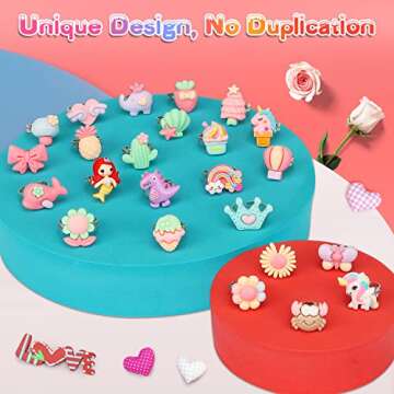 Nicmore Adjustable Rings Gift for Girl: Jewelry Rings for 3 4 5 6 7 8 9 10 11 12 Years Old Girl Gift...