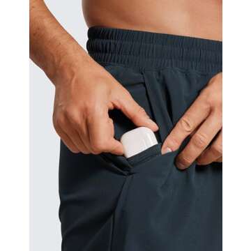 CRZ YOGA Men's Linerless Workout Shorts - 7'' Quick Dry for Running Sports Athletic Gym with Pockets True Navy Small