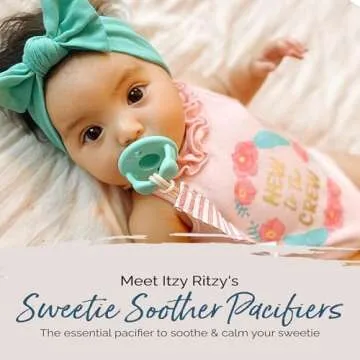 Itzy Ritzy Silicone Pacifiers for Newborn - Sweetie Soother Pacifiers Feature Collapsible Handle & T...