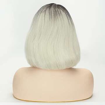 Jodiss Women's Ombre Blonde Wig Short Curly Synthetic Bob Wig Halloween Costume Party Cosplay Wig