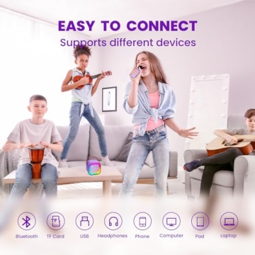 Kids Karaoke Machine with Bluetooth & 2 Mics - Purple