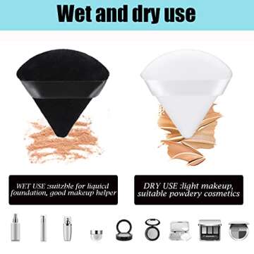8 Pcs Cotton Powder Puff Face,JASSINS Triangle super soft Both dry and wet Makeup Setting Puff,For C...