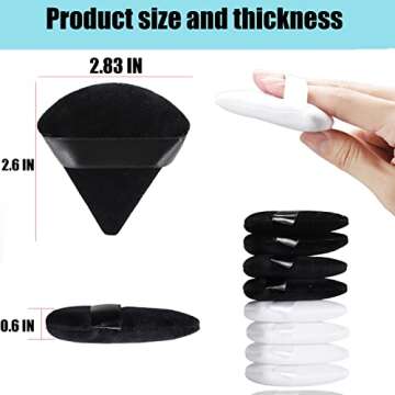 8 Pcs Cotton Powder Puff Face,JASSINS Triangle super soft Both dry and wet Makeup Setting Puff,For Concealer/Loose Powder/Body Powder/Foundation/Blush Makeup Sponge Set (Black+White)