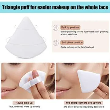 8 Pcs Cotton Powder Puff Face,JASSINS Triangle super soft Both dry and wet Makeup Setting Puff,For Concealer/Loose Powder/Body Powder/Foundation/Blush Makeup Sponge Set (Black+White)