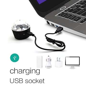 Miuko Sound Activated Disco Ball Light - Portable Party Fun