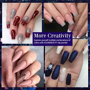 19Pcs AZUREBEAUTY Dip Powder Nail Kit Starter 12 Colors, Pink Blue Nude Winter Dipping Powder System Essential Liquid Set with 2-in-1 Base/Top Coat Ativator for French Nail Art Manicure Salon DIY Home
